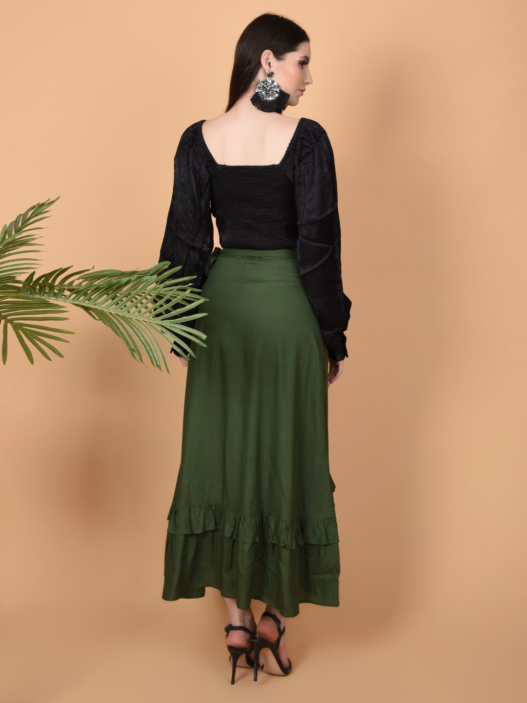 Flawless Women's Olive Wrap Around Tie Knot Skirt - Stylish and Versatile Fashion Being Flawless