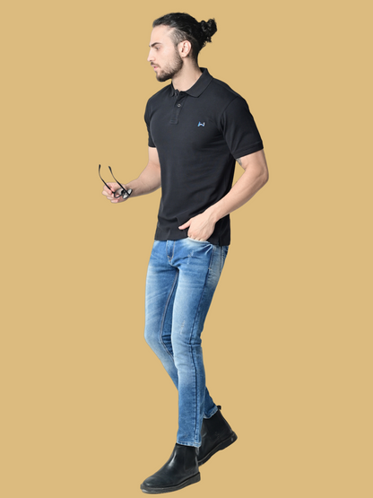 Flawless Men Organic Black Swag Polo T-Shirt Being Flawless