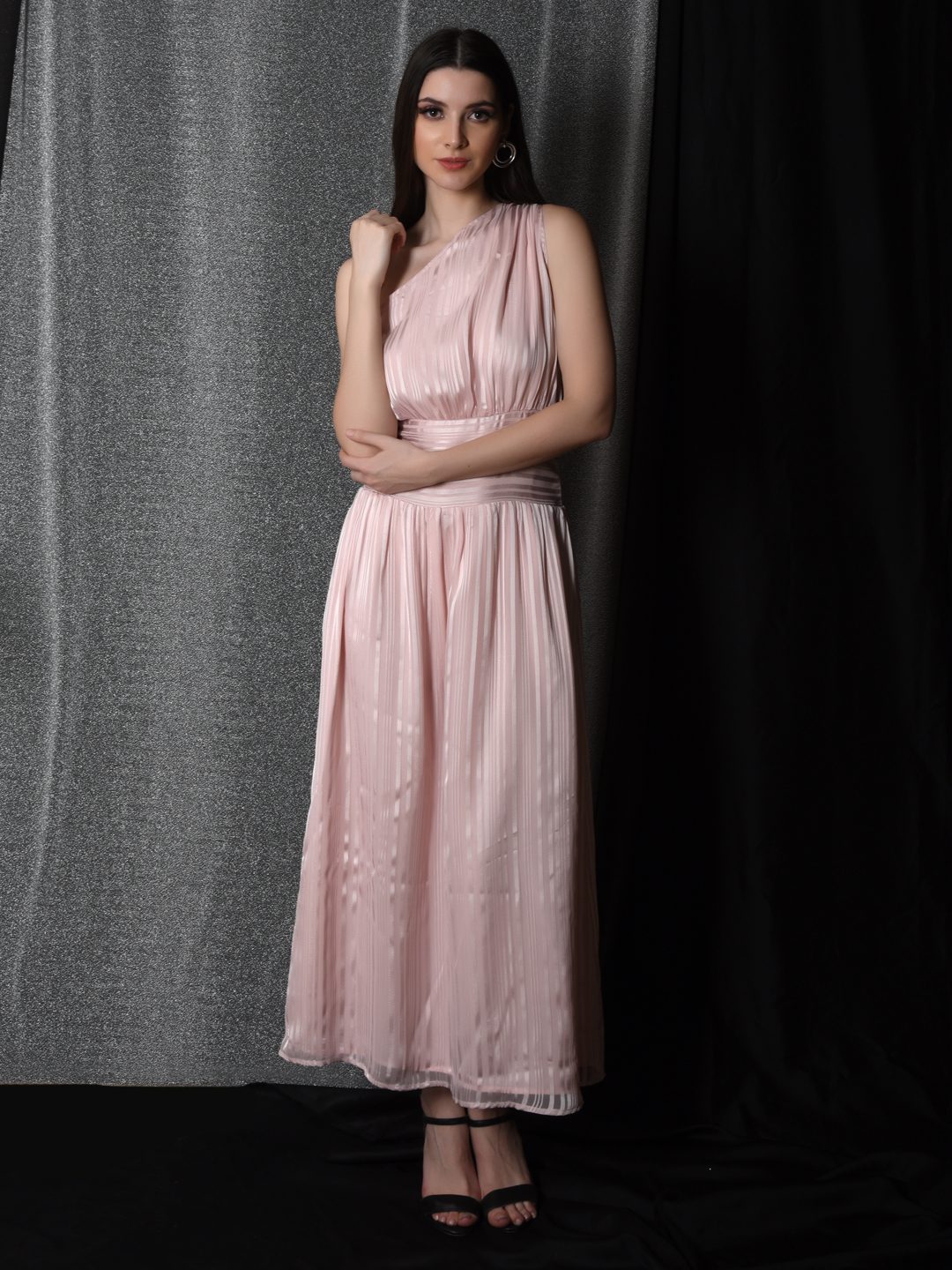Flawless Women One Shoulder Pink Maxi Dress | BONNIE Being Flawless