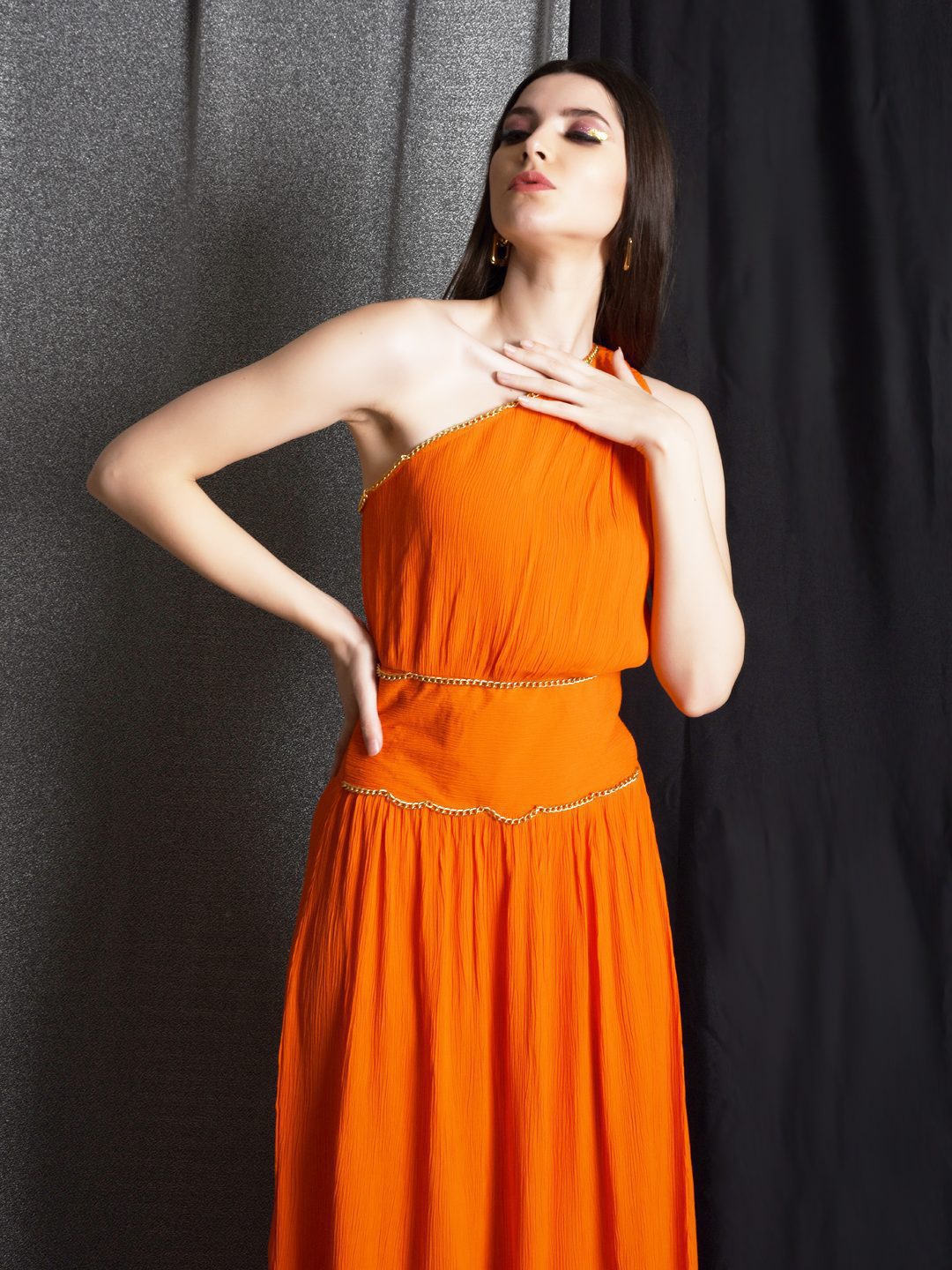 Women One Shoulder A-Line Maxi Dress-KALPENI Being Flawless