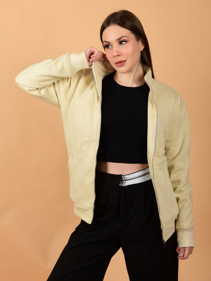 Flawless Women Trendy Beige Bomber Jacket