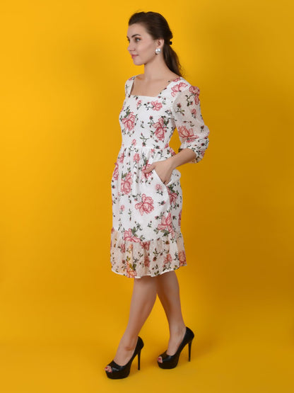 Flawless Women Rose Printed Midi Dress | LUCY