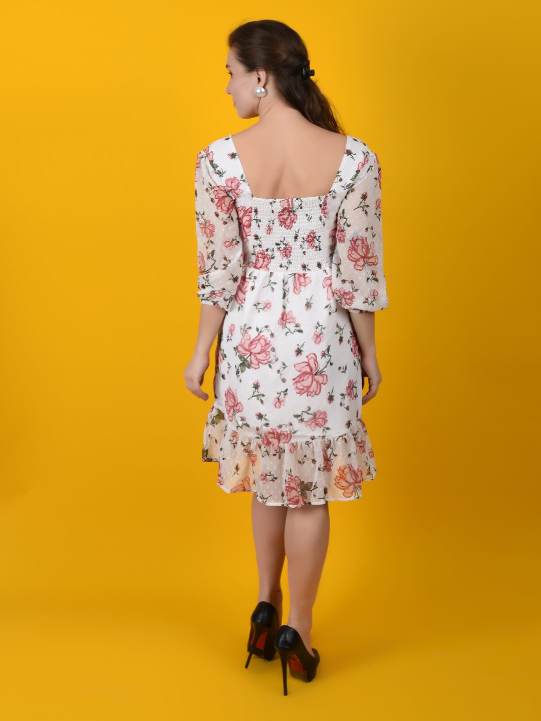 Flawless Women Rose Printed Midi Dress | LUCY Being Flawless