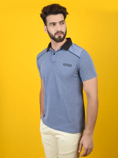Flawless Men Blue Polo T-Shirt | 100% Cotton Pique | VINTAGE IRIS Being Flawless