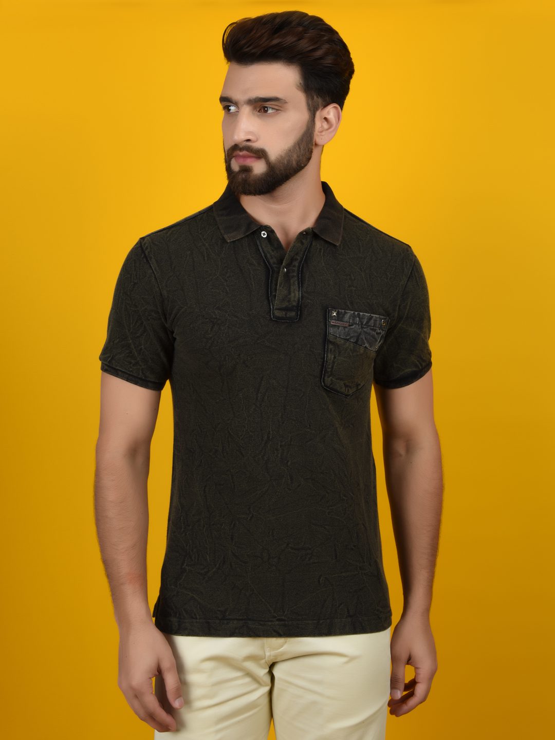 Flawless Forest Green Men Polo T-Shirt | FORESTNIGHT Being Flawless
