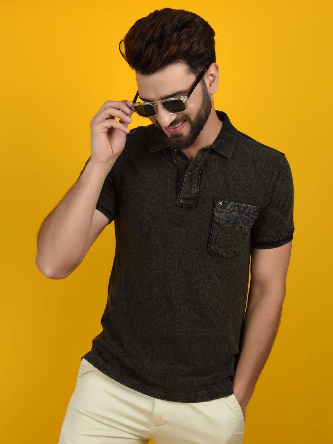 Flawless Forest Green Men Polo T-Shirt | FORESTNIGHT Being Flawless