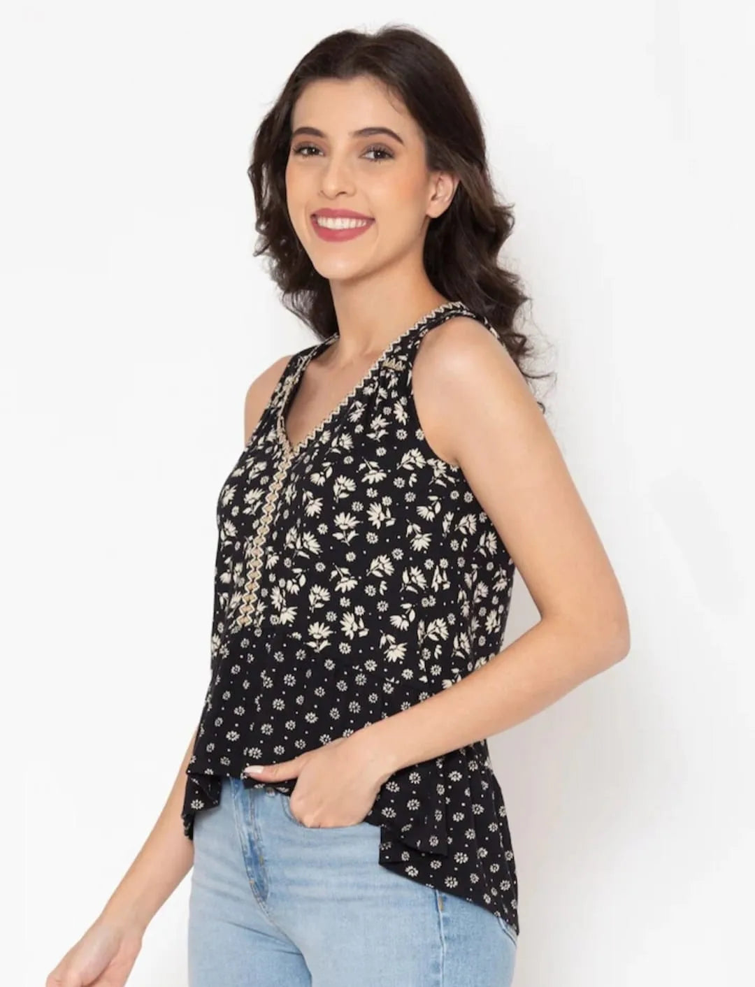 Flawless Women Floral Cotton Top Being Flawless