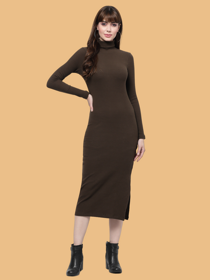 Flawless Women Brown High Neck Drag Dress | ONTHEROAD Being Flawless
