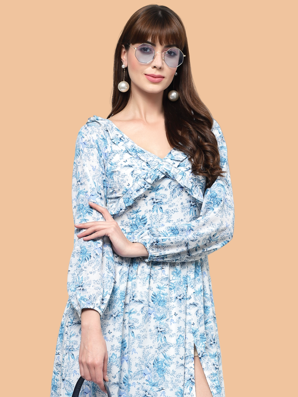Flawless Women V-Neck Printed Fit & Flare Dress | DAPHNY Being Flawless