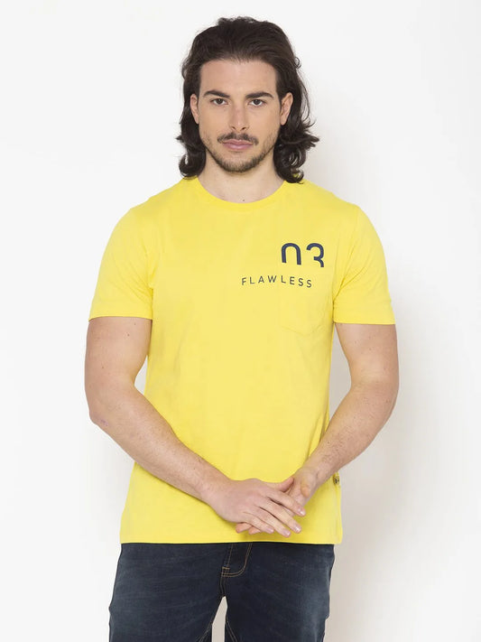Flawless Men Yellow Cotton T-shirt