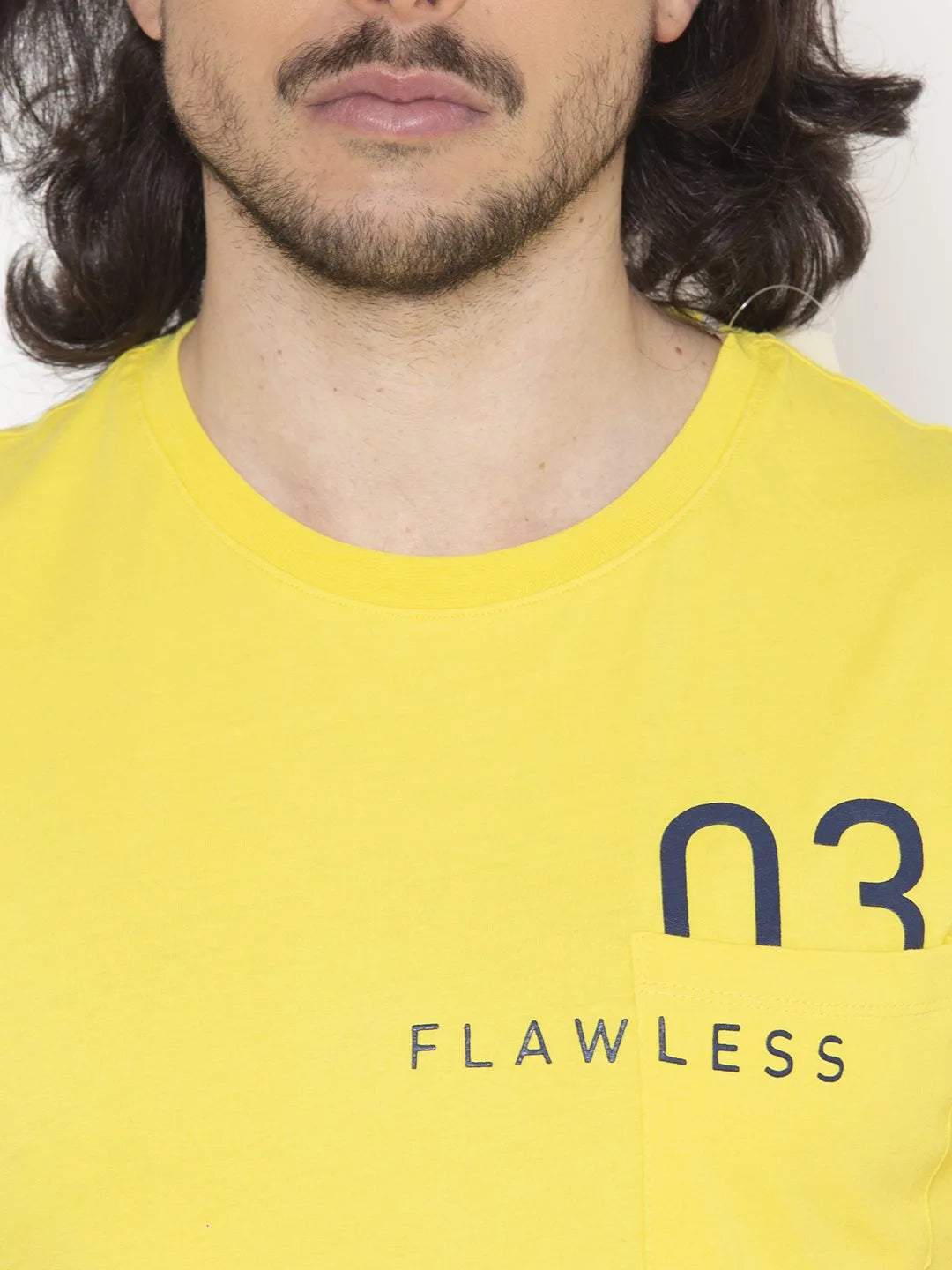 Flawless Men Yellow Cotton T-shirt Being Flawless