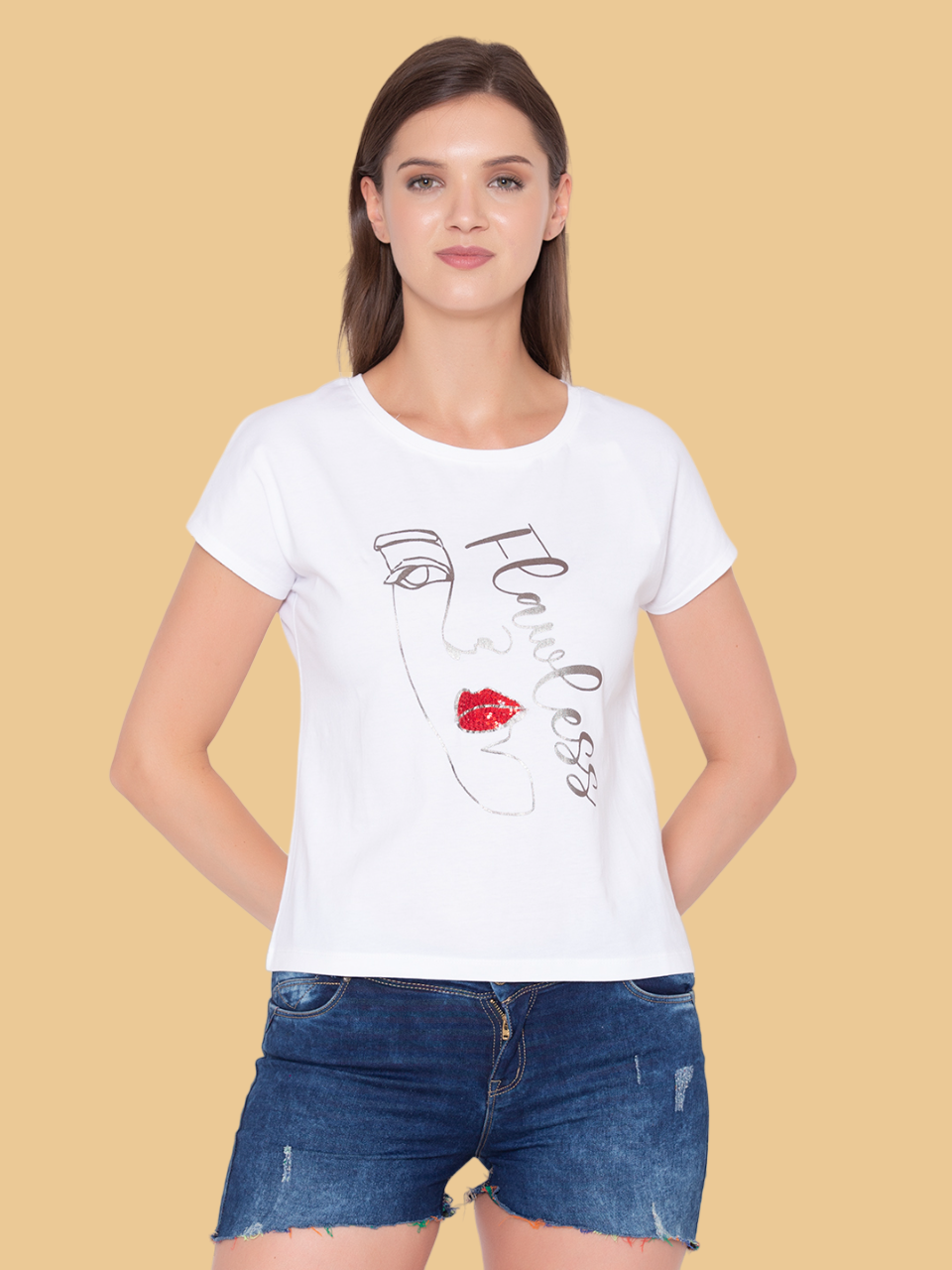Flawless Women's 100% Cotton  Classic White T-Shirt Being Flawless