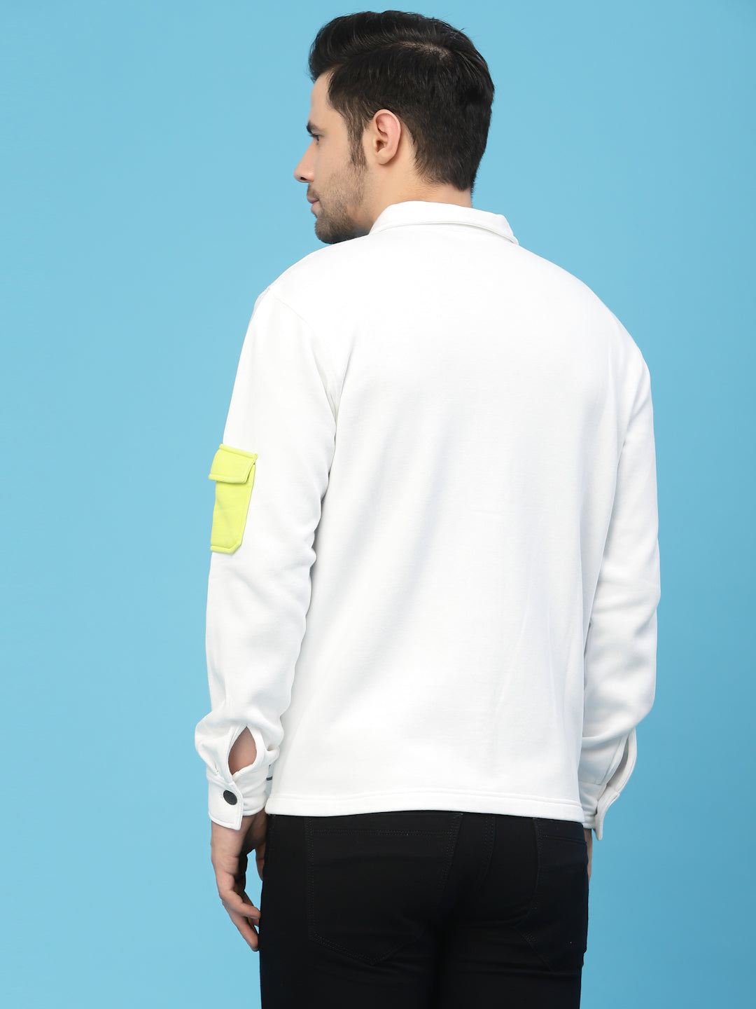 Flawless White Printed Jacket For Men | SHAMAN Being Flawless
