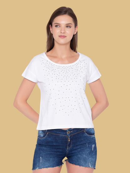 Flawless Winged White Top For Women Being Flawless