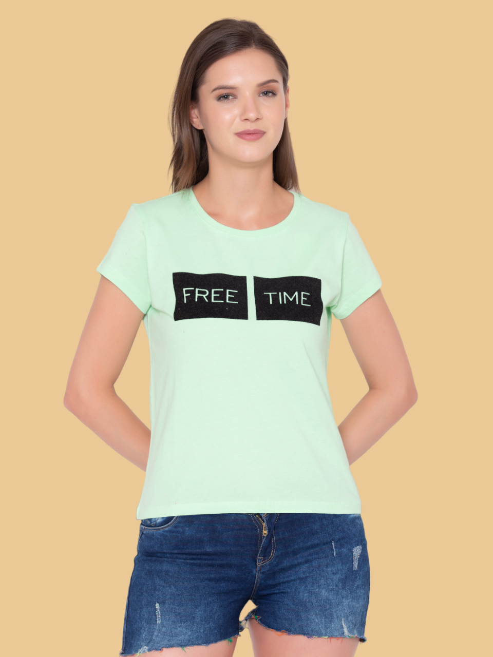 Flawless Free Cotton Green T-Shirt Being Flawless