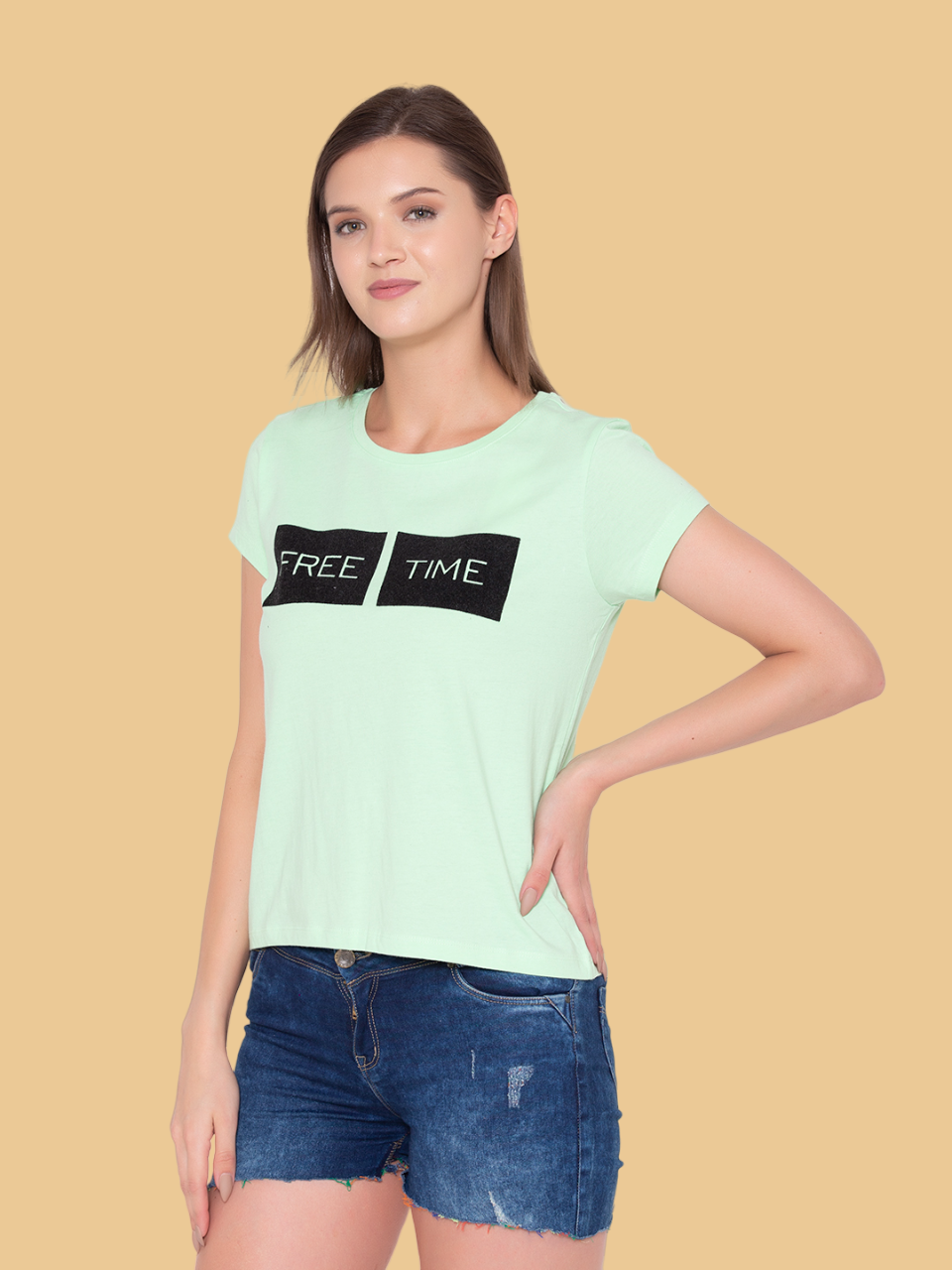Flawless Free Cotton Green T-Shirt Being Flawless