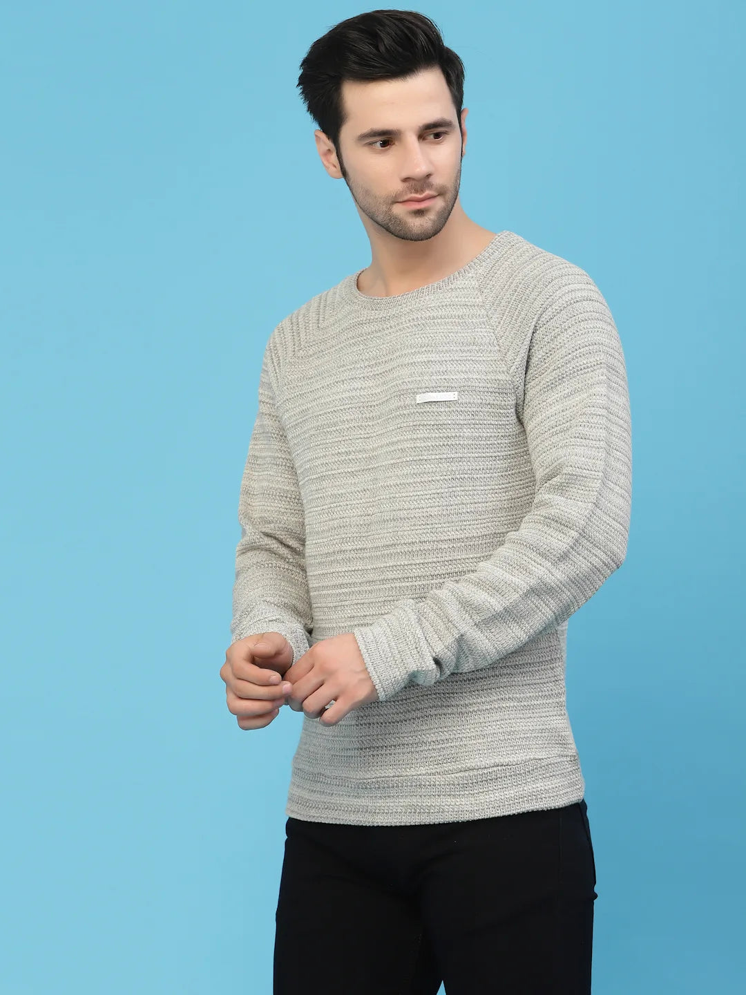 Flawless Men Grey Knitted Sweater Being Flawless