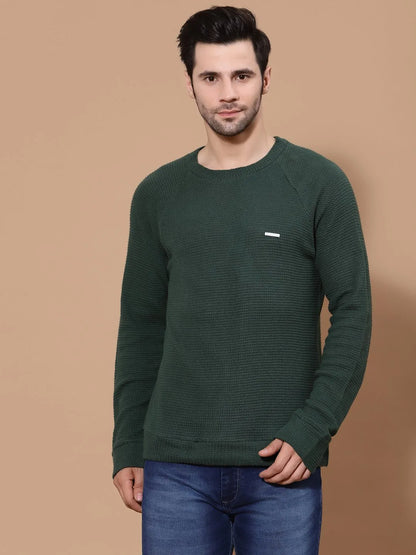 Flawless Men Green Knitted Sweater Being Flawless