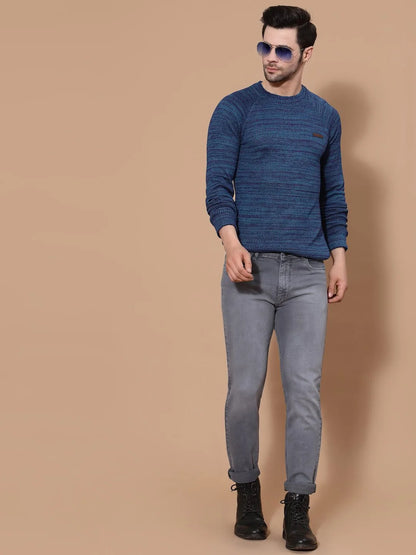 Flawless Mens's Blue Knitted Sweater