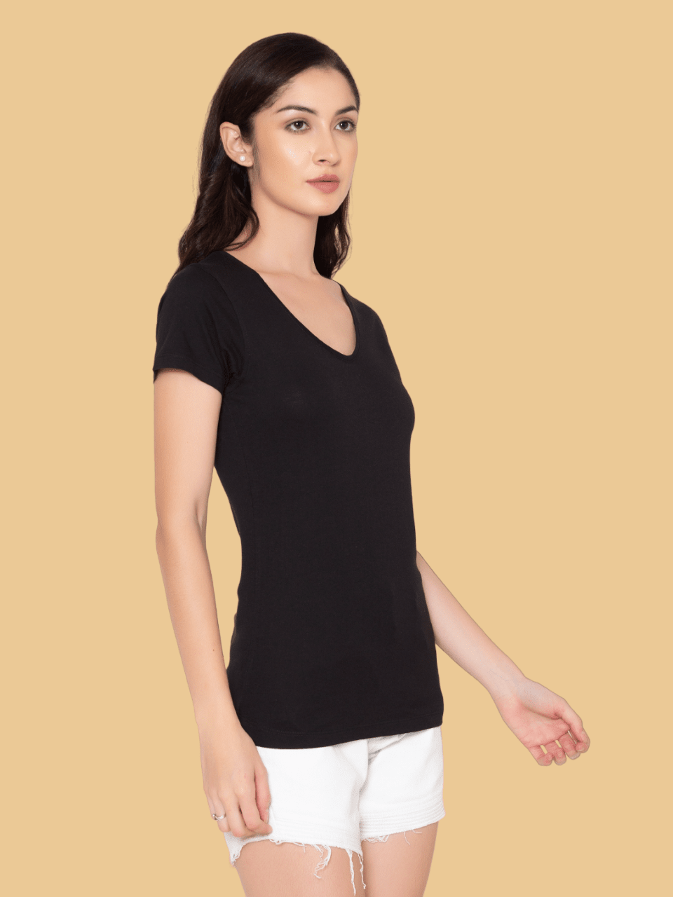 Flawless Women Black Solid Cotton T-Shirt T-Shirt Being Flawless 