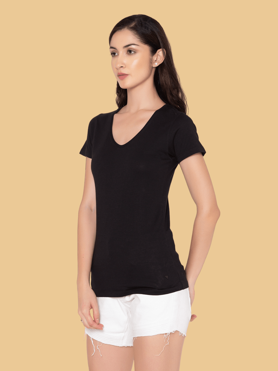 Flawless Women Black Solid Cotton T-Shirt T-Shirt Being Flawless 