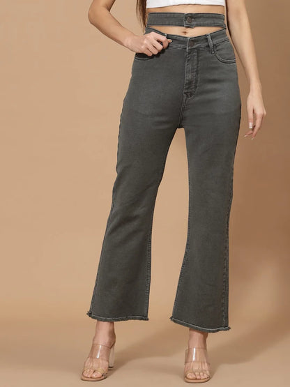Flawless Women Olive Statement Depant Denim Being Flawless