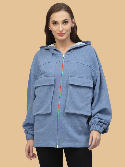 Flawless Women Zipped Blue Sweatshirt | IRISH Being Flawless