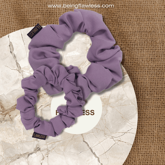 Flawless Soft Polycrepe Purple Scrunchies (Set of 2) Being Flawless