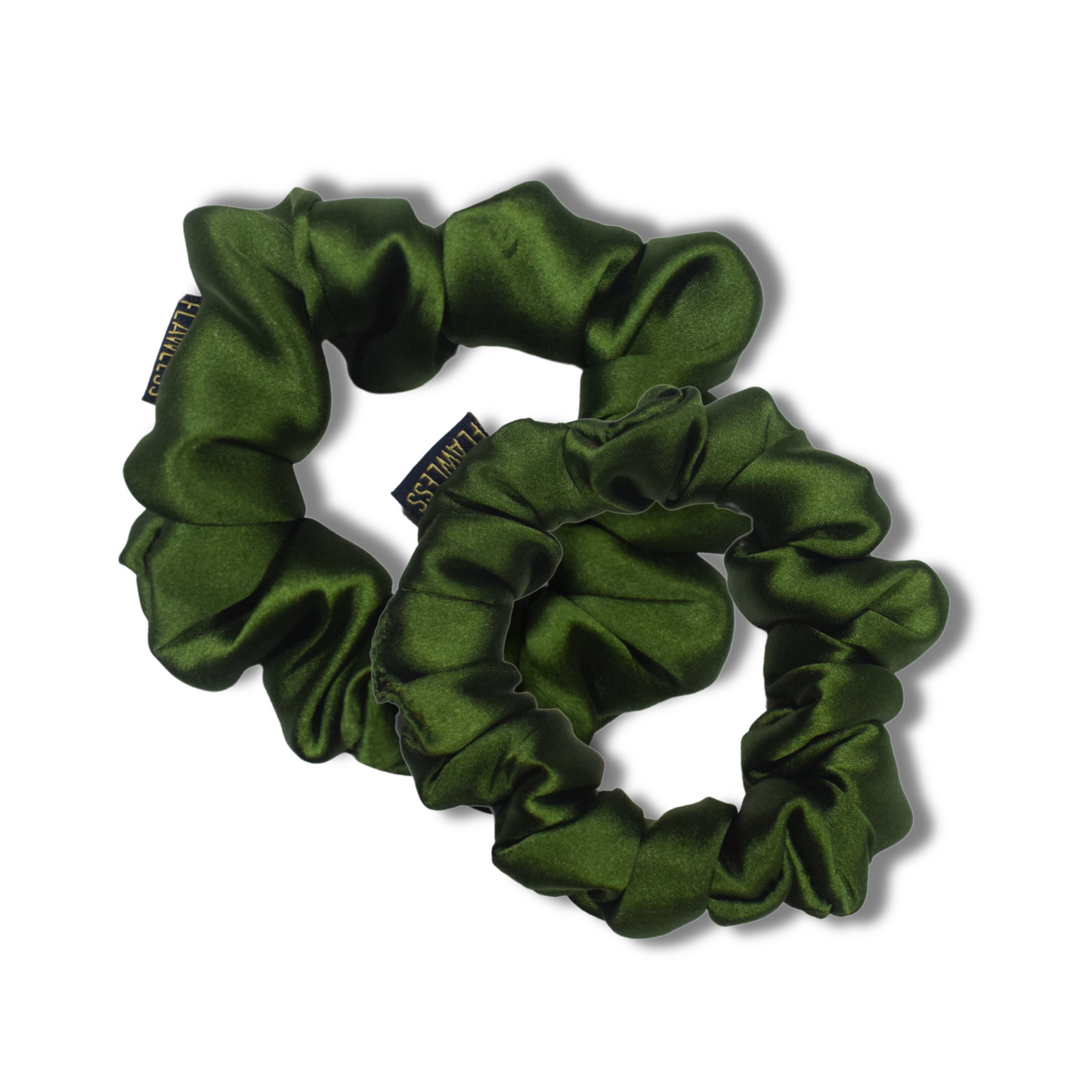 Flawless Soft Satin Scrunchies in Earthy Green (Set of 2) Being Flawless