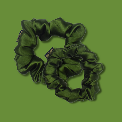 Flawless Soft Satin Scrunchies in Earthy Green (Set of 2) Being Flawless